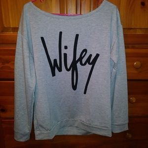 Grey Off Shoulder Wifey Shirt